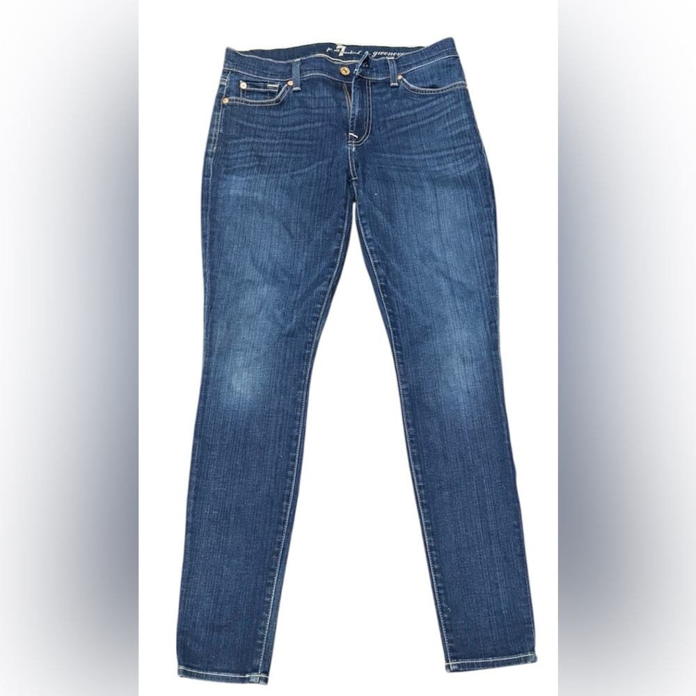 7 For All Mankind Skinny Jeans in Dark Blue Wash